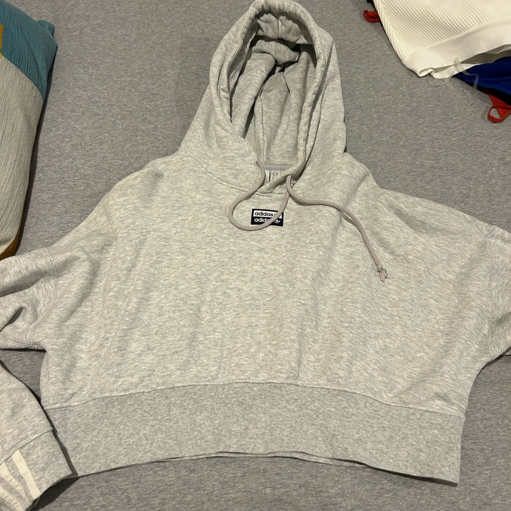 Adidas cropped grey hoodie size large